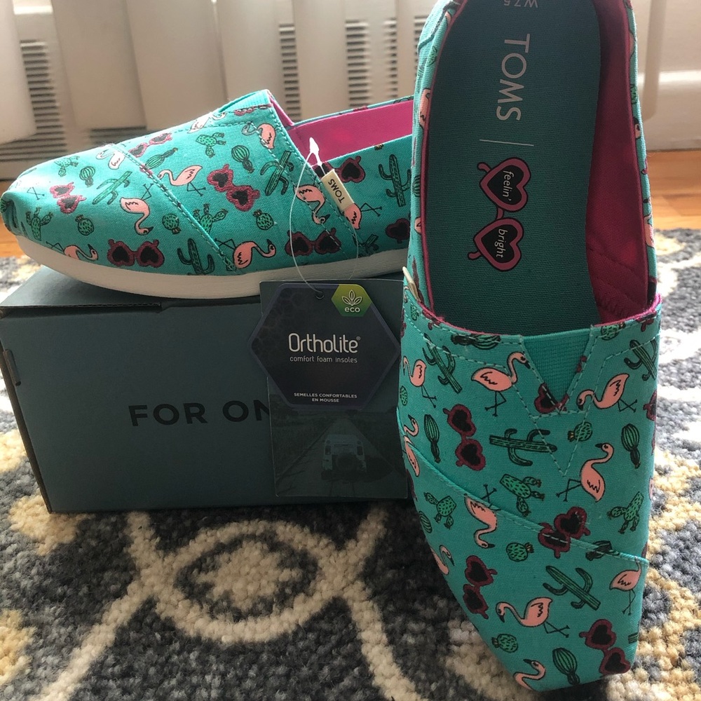Toms Limited Edition Flamingo Print Shoes